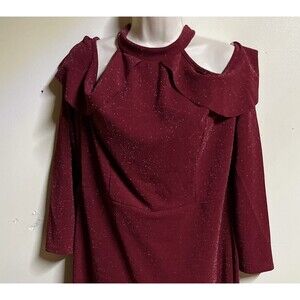 NEW Perfectly Priscilla Cold Shoulder Boutique Dress Size 3XL Red Sparkle